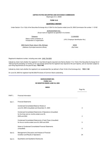 Vorschaubild BorgWarner 10-Q Quartalsbericht  