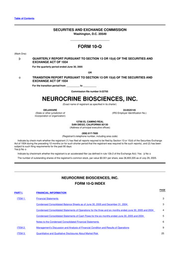 Thumbnail Neurocrine Biosciences
 10-Q Quarterly Report FY 