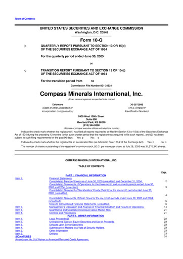 Thumbnail Compass Minerals 10-Q Quarterly Report FY 