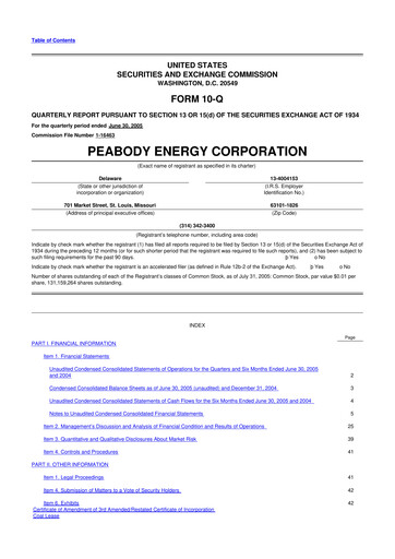 Thumbnail Peabody Energy
 10-Q Quarterly Report FY 