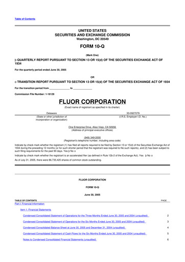 Thumbnail Fluor Corporation
 10-Q Quarterly Report FY 