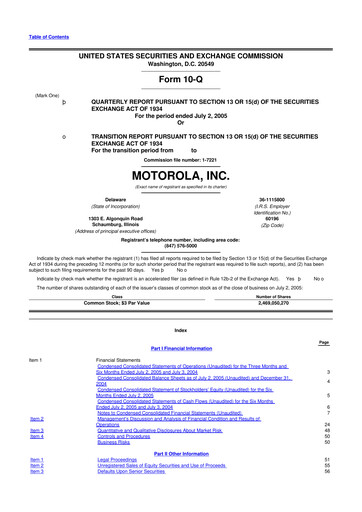 Thumbnail Motorola Solutions
 10-Q Quarterly Report FY 