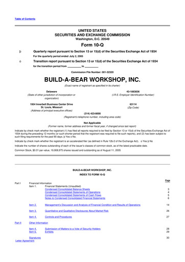 Thumbnail Build-A-Bear Workshop 10-Q Quarterly Report FY 