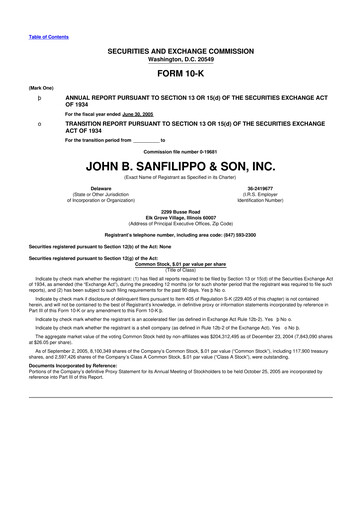 Thumbnail John B. Sanfilippo & Son 10-K Annual Report 