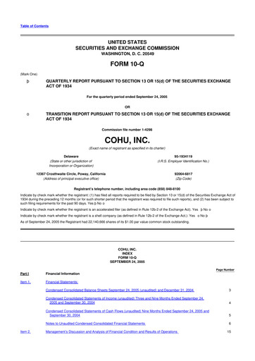 Thumbnail Cohu 10-Q Quarterly Report FY 