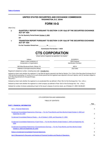 Thumbnail CTS Corporation 10-Q Quarterly Report FY 