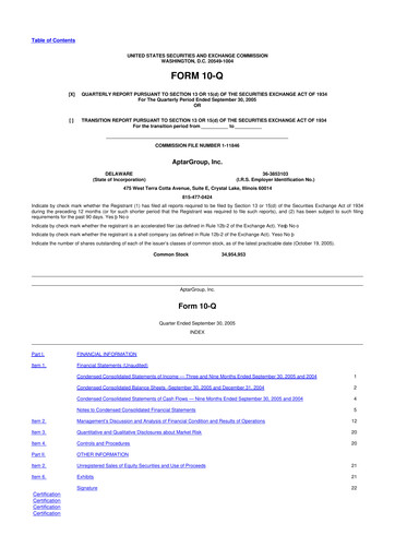 Miniature AptarGroup 10-Q Rapport trimestriel  