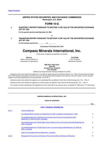 Thumbnail Compass Minerals 10-Q Quarterly Report FY 