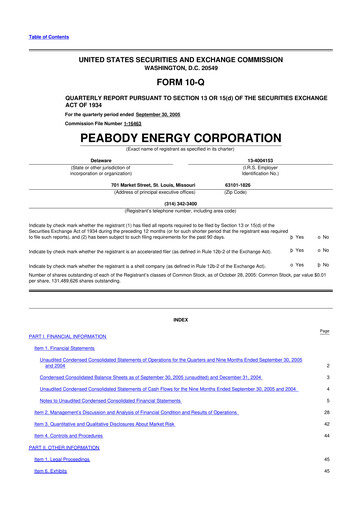 Thumbnail Peabody Energy
 10-Q Quarterly Report FY 