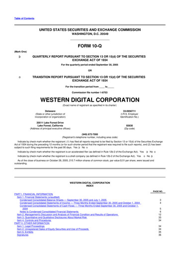 Thumbnail Western Digital 10-Q Quarterly Report FY 