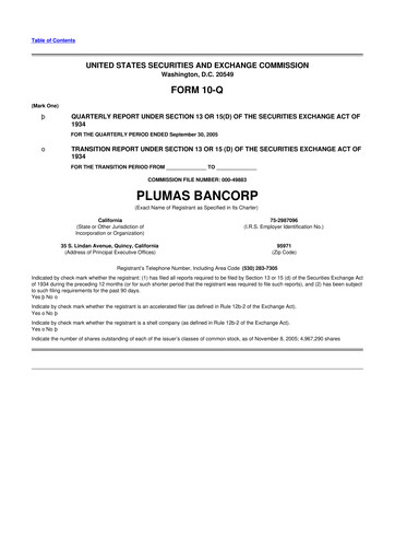 Vorschaubild Plumas Bancorp 10-Q Quartalsbericht  