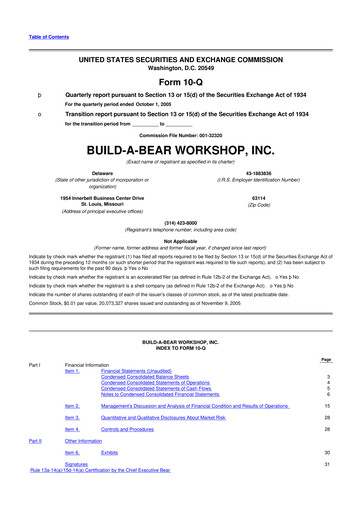 Thumbnail Build-A-Bear Workshop 10-Q Quarterly Report FY 