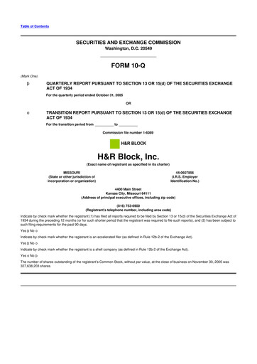 Thumbnail H&R Block
 10-Q Quarterly Report FY 