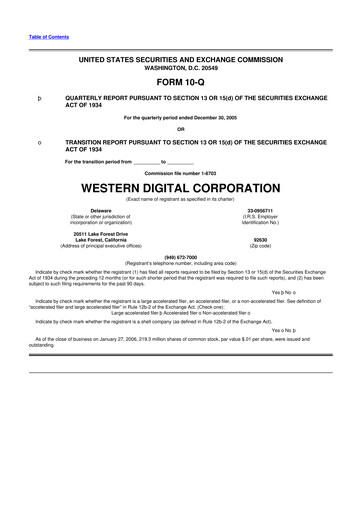 Thumbnail Western Digital 10-Q Quarterly Report FY 