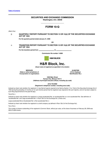 Thumbnail H&R Block
 10-Q Quarterly Report FY 