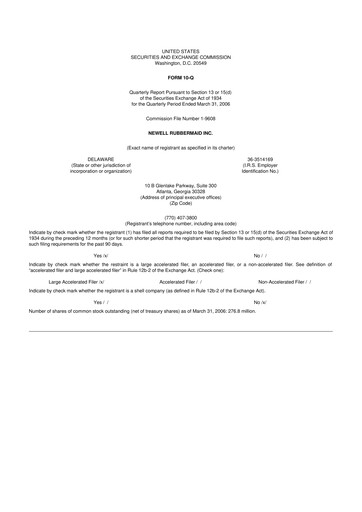 Thumbnail Newell Brands
 10-Q Quarterly Report FY 