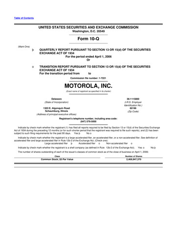 Thumbnail Motorola Solutions
 10-Q Quarterly Report FY 