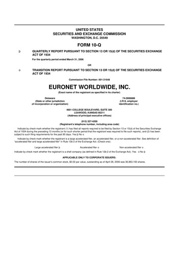 Thumbnail Euronet Worldwide
 10-Q Quarterly Report FY 