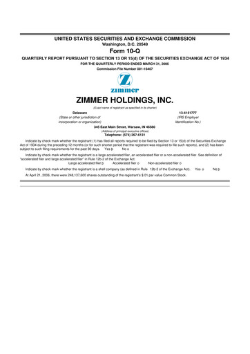 Thumbnail Zimmer Biomet 10-Q Quarterly Report FY 