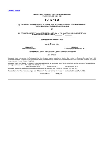 Miniature AptarGroup 10-Q Rapport trimestriel  