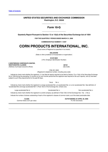 Thumbnail Ingredion 10-Q Quarterly Report FY 