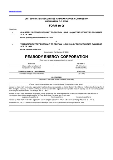 Thumbnail Peabody Energy
 10-Q Quarterly Report FY 