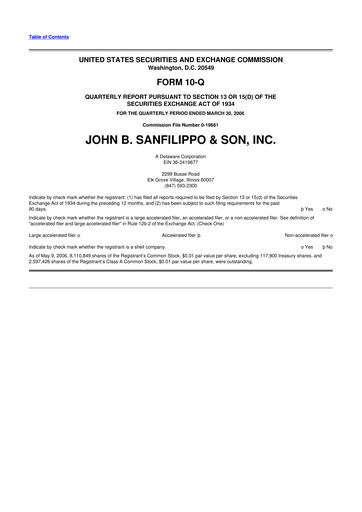 Thumbnail John B. Sanfilippo & Son 10-Q Quarterly Report FY 