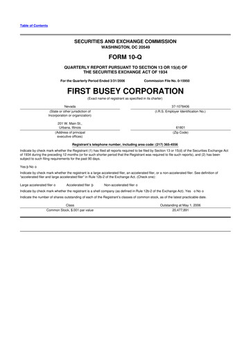 Thumbnail First Busey 10-Q Quarterly Report FY 