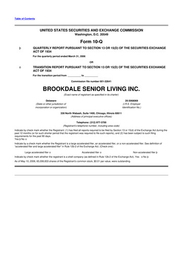 Vorschaubild Brookdale Senior Living
 10-Q Quartalsbericht  
