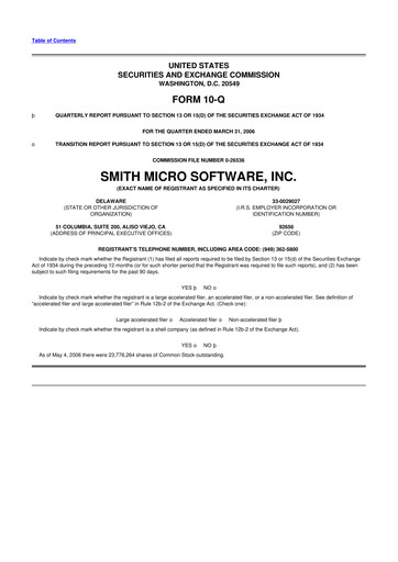 Thumbnail Smith Micro Software
 10-Q Quarterly Report FY 