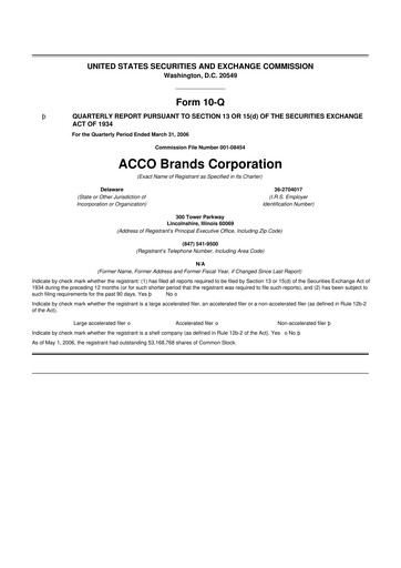 Thumbnail Acco Brands 10-Q Quarterly Report FY 