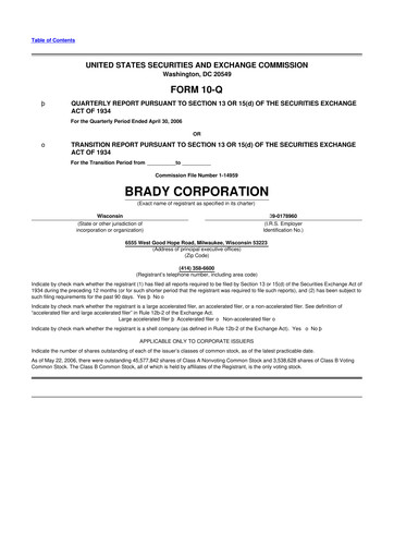 Thumbnail Brady Corporation 10-Q Quarterly Report FY 