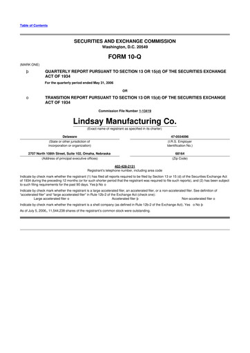 Thumbnail Lindsay Corporation
 10-Q Quarterly Report FY 