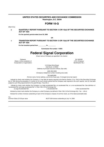 Miniature Federal Signal 10-Q Rapport trimestriel  