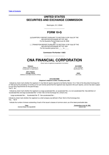 Thumbnail CNA Financial 10-Q Quarterly Report FY 