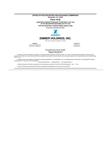 Thumbnail Zimmer Biomet 10-Q Quarterly Report FY 