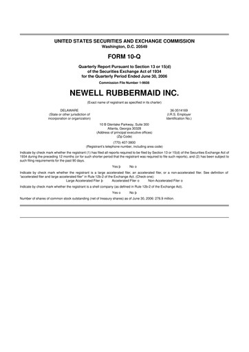 Thumbnail Newell Brands
 10-Q Quarterly Report FY 