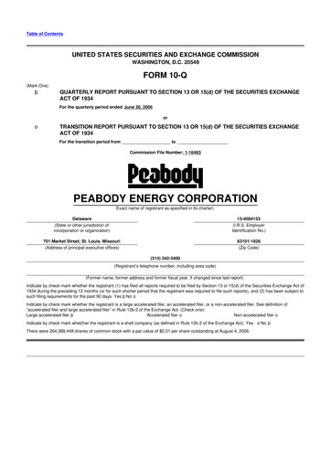Thumbnail Peabody Energy
 10-Q Quarterly Report FY 