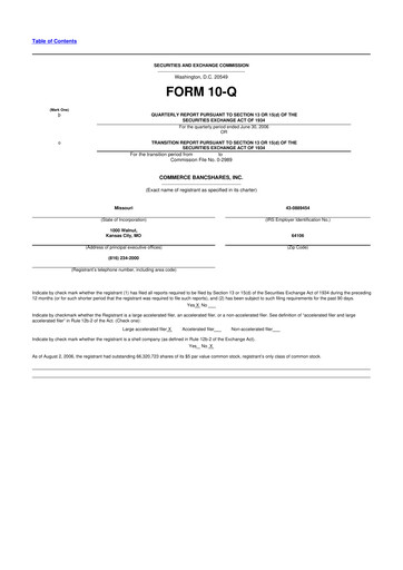 Vorschaubild Commerce Bancshares
 10-Q Quartalsbericht  