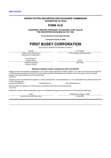 Thumbnail First Busey 10-Q Quarterly Report FY 