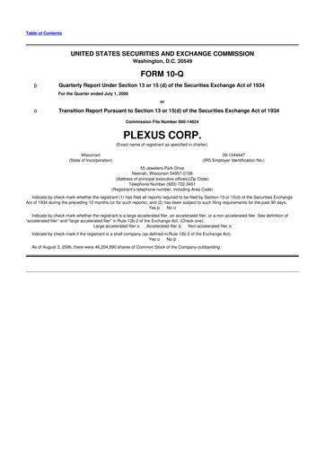 Thumbnail Plexus 10-Q Quarterly Report FY 