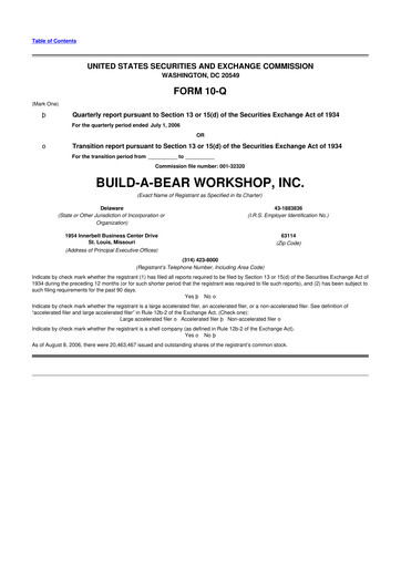 Thumbnail Build-A-Bear Workshop 10-Q Quarterly Report FY 