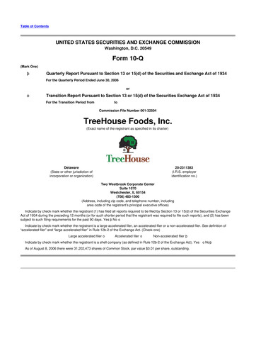 Vorschaubild TreeHouse Foods
 10-Q Quartalsbericht  