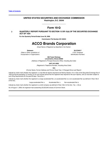 Thumbnail Acco Brands 10-Q Quarterly Report FY 