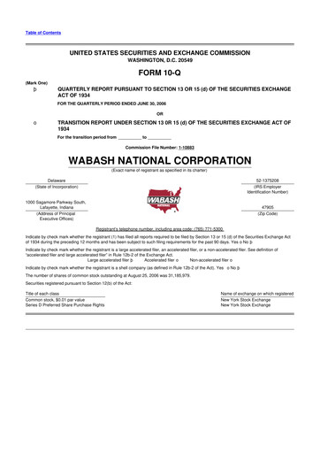 Thumbnail Wabash National
 10-Q Quarterly Report FY 