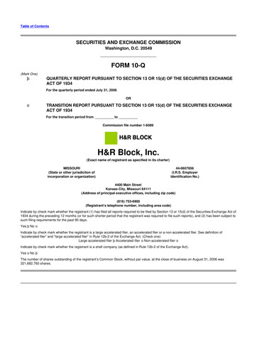 Thumbnail H&R Block
 10-Q Quarterly Report FY 