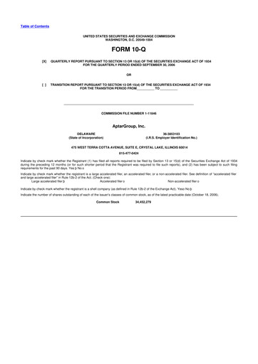 Miniature AptarGroup 10-Q Rapport trimestriel  