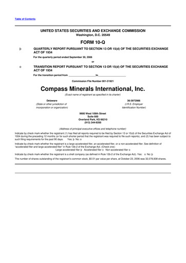 Thumbnail Compass Minerals 10-Q Quarterly Report FY 