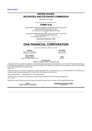 Thumbnail CNA Financial 10-Q Quarterly Report FY 