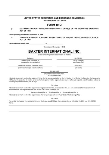 Miniature Baxter 10-Q Rapport trimestriel  